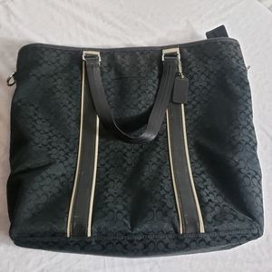 Black Green Coach Signature C Drafting Tote
